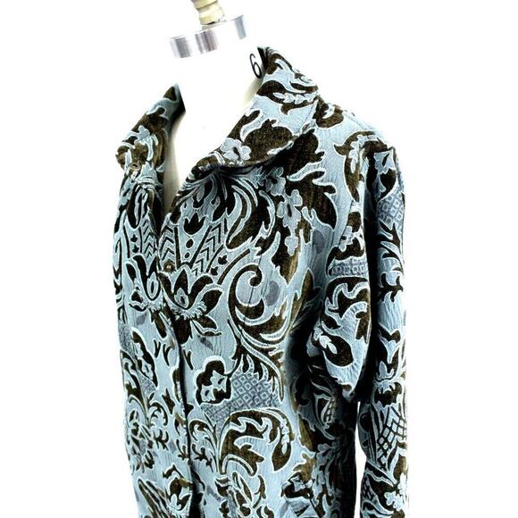 Retro Womens Artisan Made Coat Verdigris & Olive Brocade ONLY ONE S-M $275 MSRP - Picture 3 of 6